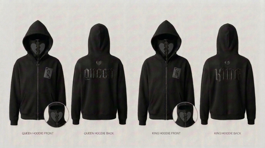 Queen & King Zip Hoodie – Black