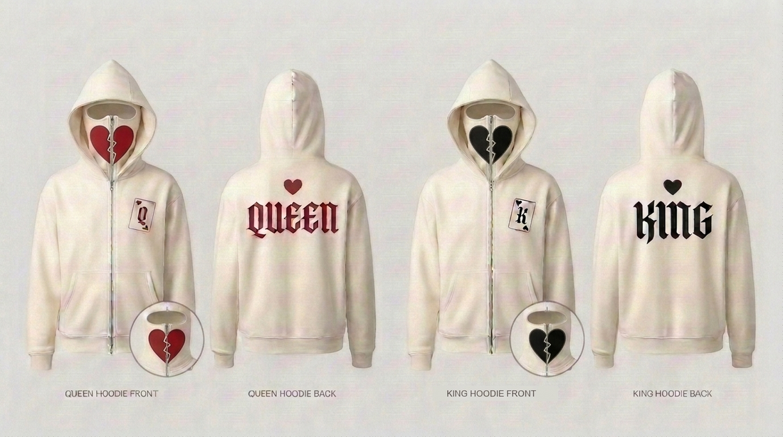 Queen & King Zip Hoodie – White